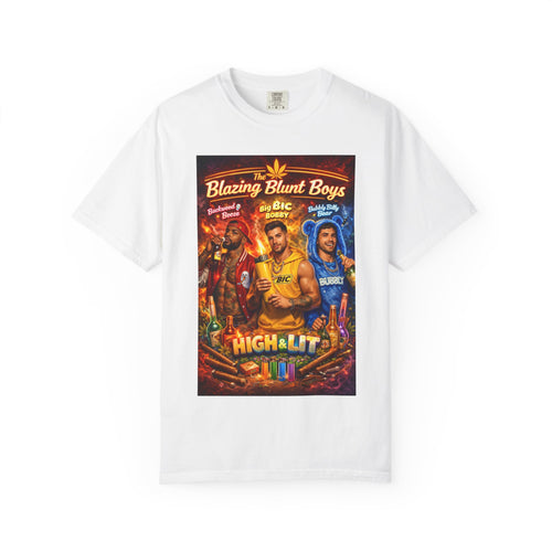 Blazing Blunt Boys Graphic T-Shirt — High & Lit Cannabis Poster Design